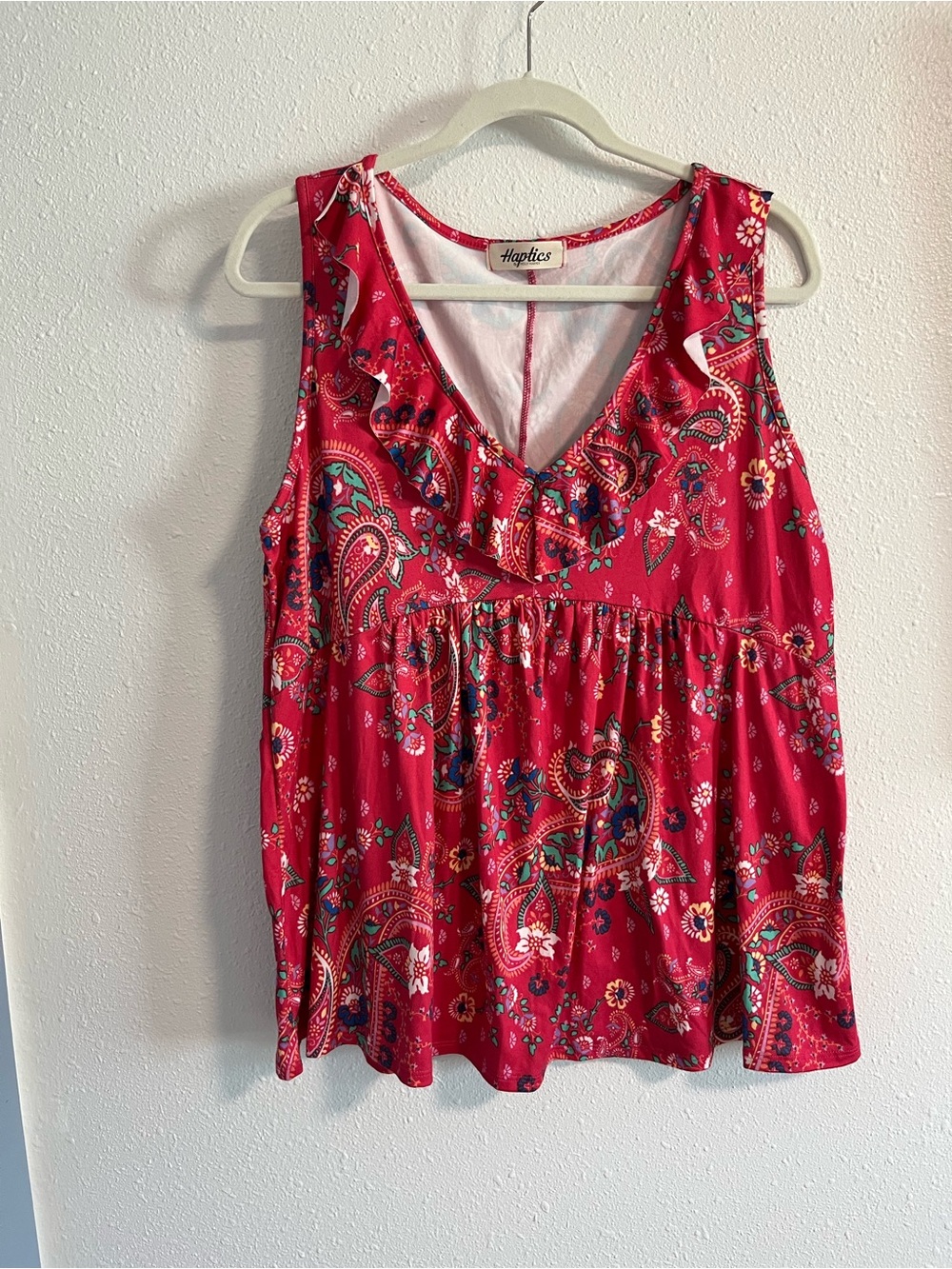 Paisley Sleeveless V-Neck Women's Top Size Large